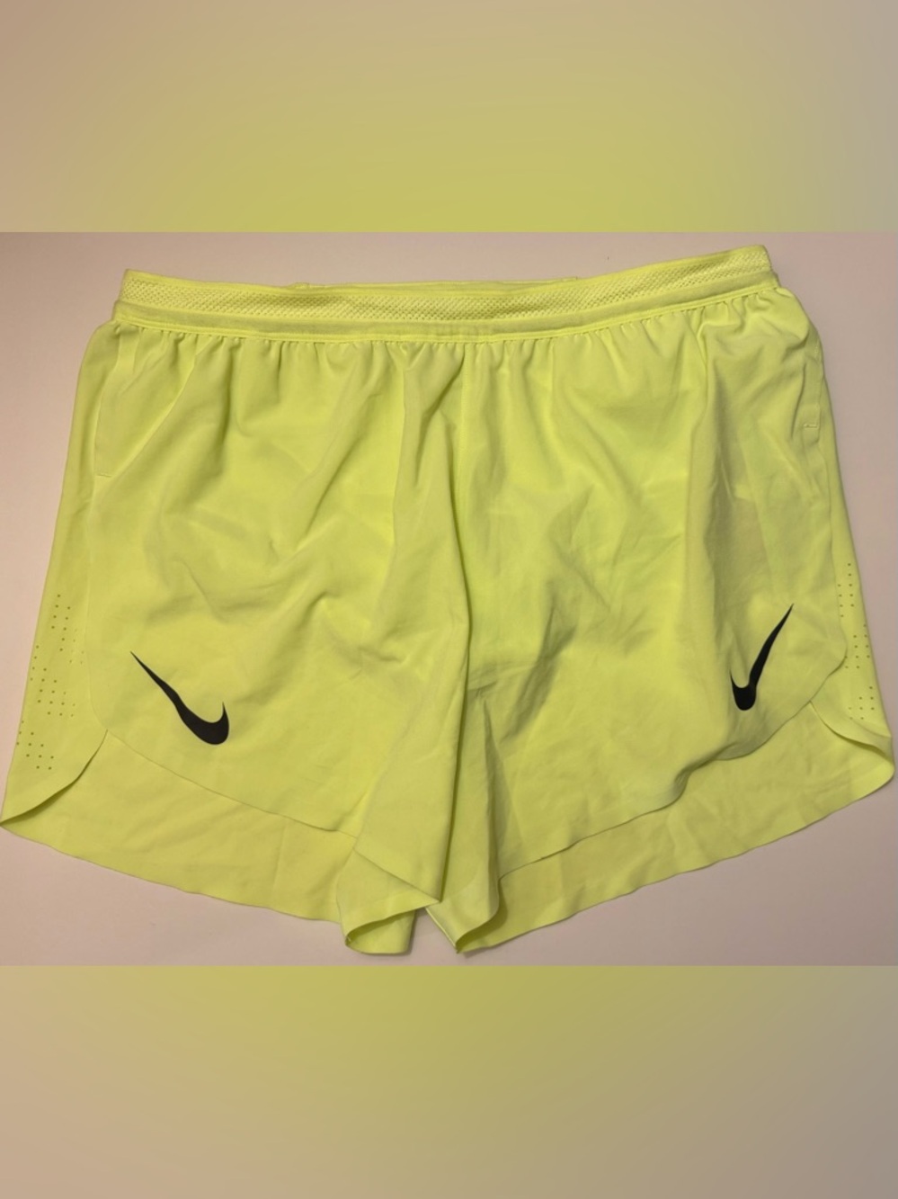 Nike men’s Neon Yellow running Shorts with Black Swoosh(brand new)